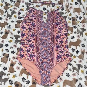 Floral Halter Neck One Piece Swimsuit Size M/8-10 only worn once